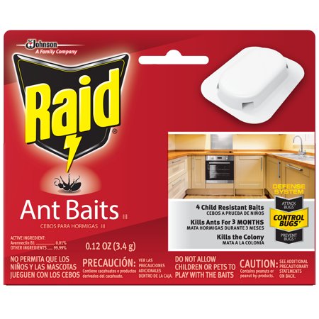 Raid Ant Baits III – Indoor Child-Resistant Ant Traps, 4 Count