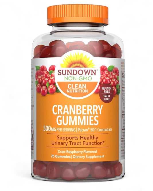 Sundown Cranberry Gummies Dietary Supplement - 500mg, Cran-Raspberry Flavored, 75 Count