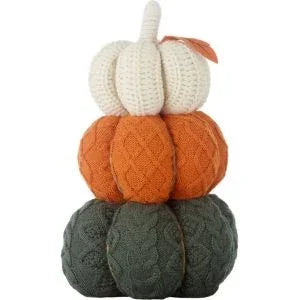Fall Fest Stacked Pumpkin Tabletop Decor, 14" – Autumn Harvest Accent - Exotic Pro