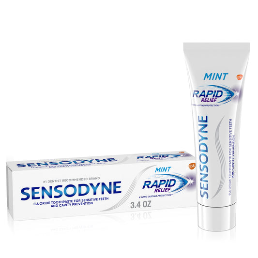 Sensodyne Rapid Relief Toothpaste for Sensitive Teeth & Cavity Prevention, 3.4 oz