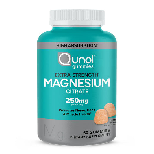 Qunol Magnesium 250mg Gummies 60ct for Nerve, Muscle and Joint Support, 30 doses