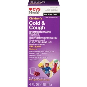 CVS Health Children's Cold & Cough DM Liquid – Red Grape Flavor, 4oz