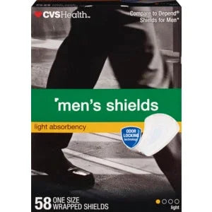 CVS Health Men’s Shields, Light Absorbency, 58 Ct – One Size, Individually Wrapped - Exotic Pro