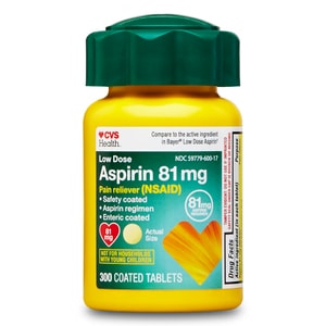 CVS Health Low Strength Aspirin 81mg – Enteric Coated Tablets, 300ct