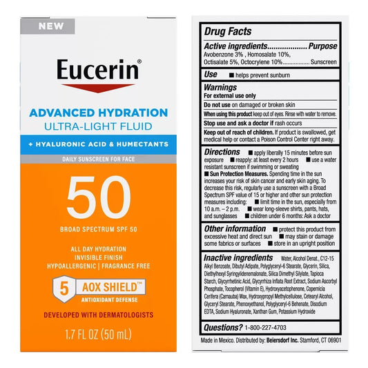 Eucerin Sun Advanced Hydration Face Lotion SPF 50 – 1.7 fl oz