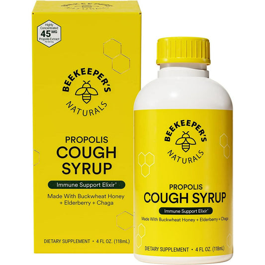 Beekeeper's Naturals Daytime Propolis Cough Syrup – Immune Support, 4 fl oz