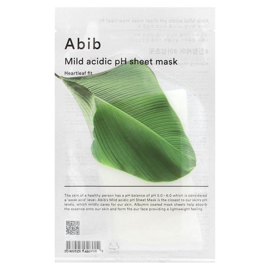 Abib Mild Acidic pH Beauty Sheet Mask, Heartleaf Fit, 1 Sheet Mask, 1.01 fl oz (30 ml)