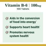 Nature's Bounty Vitamin B-6 Tablets, 100 Mg, 100 Ct - Exotic Pro