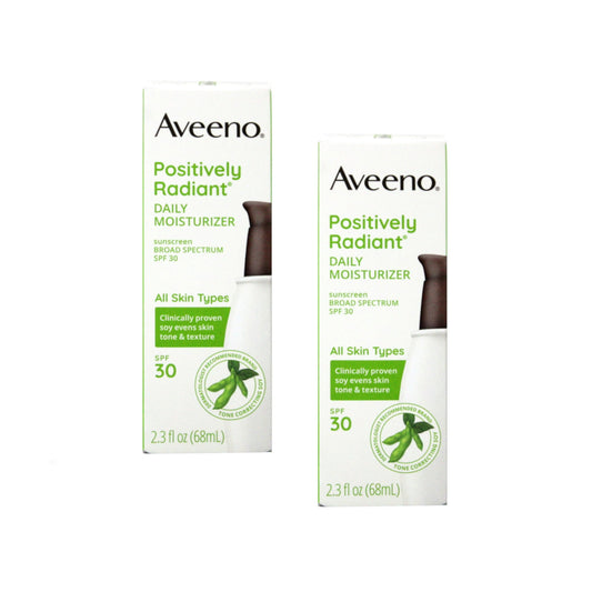 Aveeno Positively Radiant Daily Face Moisturizer Lotion with SPF 30 | 2.3 oz (Pack of 2)