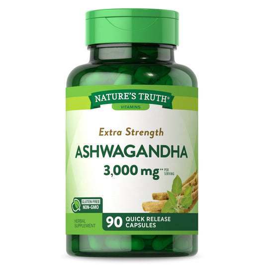 Ashwagandha Capsules | 3000mg | Extra Strength | 90 Count | Non-GMO & Gluten Free | Ashwagandha Root