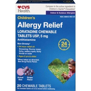 CVS Health Children's Allergy Relief – Non-Drowsy Loratadine 5mg, Grape, 20ct