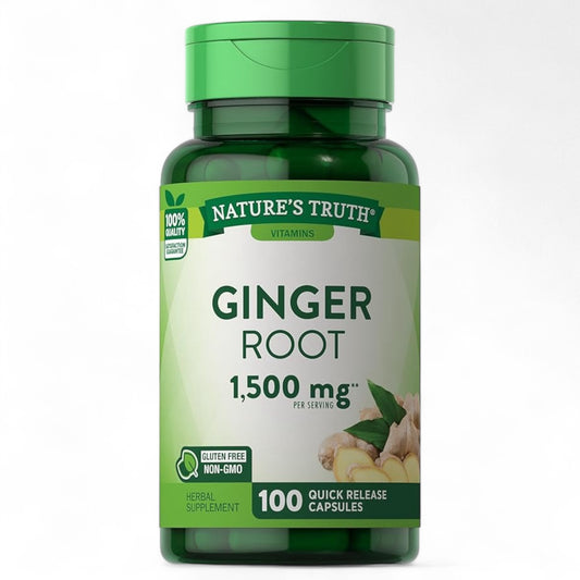 Nature's Truth Ginger Root Capsules | 1,500mg | 100 Count | Non-GMO and Gluten-Free Supplement