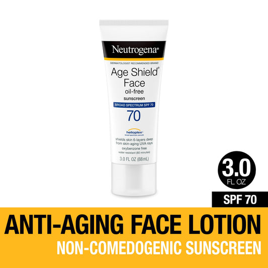 Neutrogena Age Shield Face Oil-Free Sunscreen, SPF 70 Sunblock, 3 fl oz