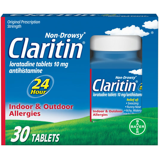 Claritin 24 Hour Non-Drowsy Allergy Medicine, Loratadine Antihistamine Tablets, 30 Ct