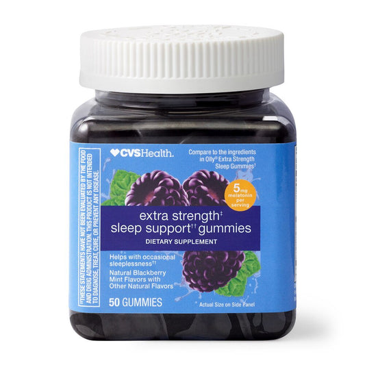 CVS Health Extra Strength Sleep Support Gummies, Blackberry Mint - 50 Count