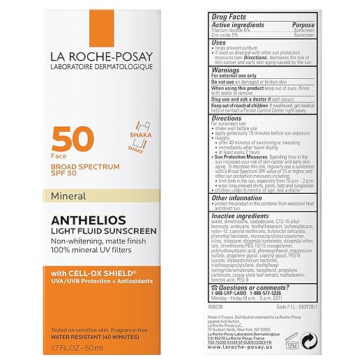 La Roche-Posay Anthelios 50 Mineral Ultra Light Sunscreen SPF 50, 1.7 oz