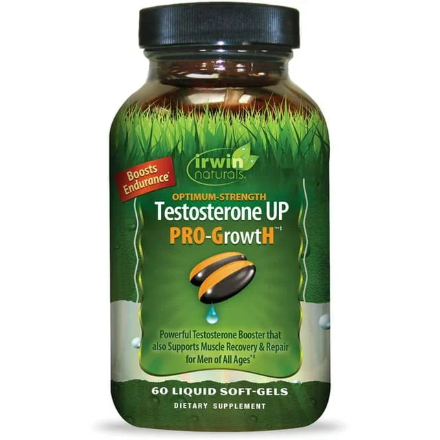 Irwin Naturals Optimum-Strength Testosterone UP Pro-Growth - 60 Liauid Softgels - Exotic Pro
