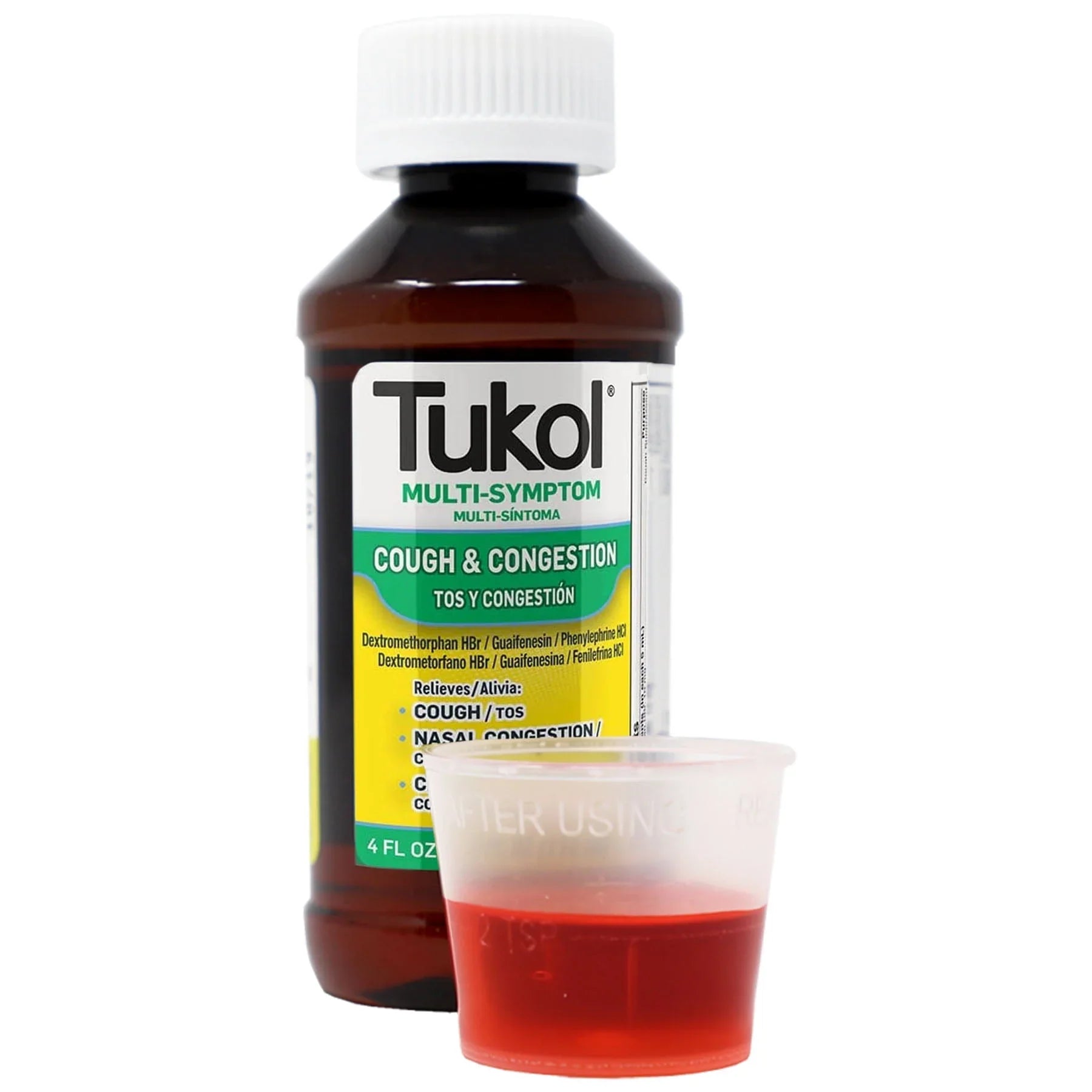 Tukol Cough & Congestion Syrup – Multi-Symptom Cold Relief, 4 fl oz - Exotic Pro