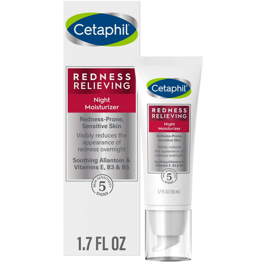 Cetaphil Redness Relieving Night Moisturizer for Dry, Redness-Prone Skin, 1.7 oz