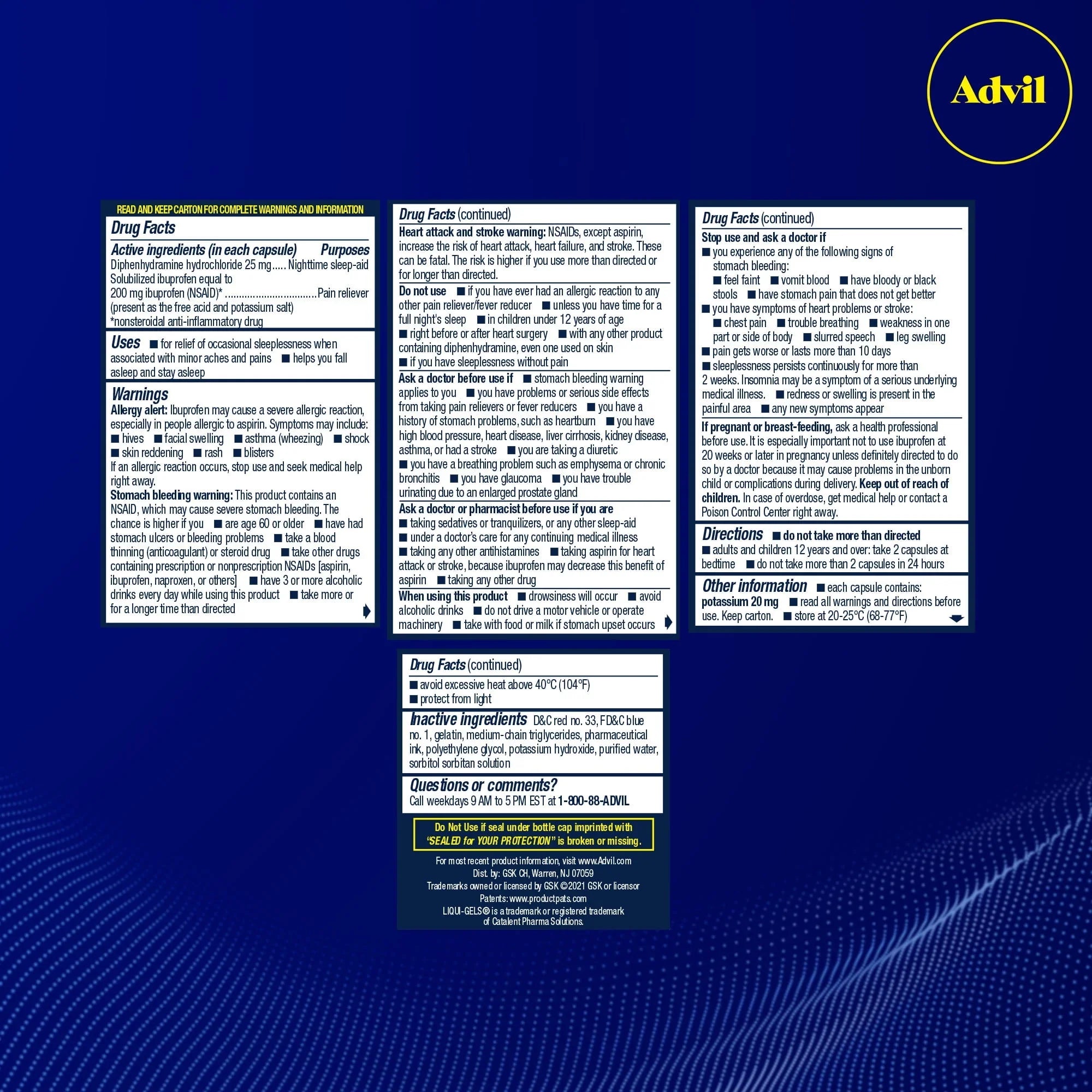 Advil PM Capsules – Pain Relief & Sleep Aid with Ibuprofen, 40 Ct - Exotic Pro