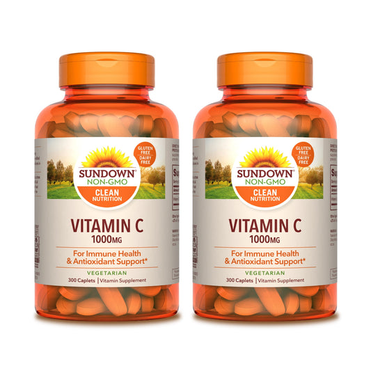 Sundown Vitamin C 1000mg for Immune Support and Antioxidant Health, 300 Caplets (Value Pack of 2)