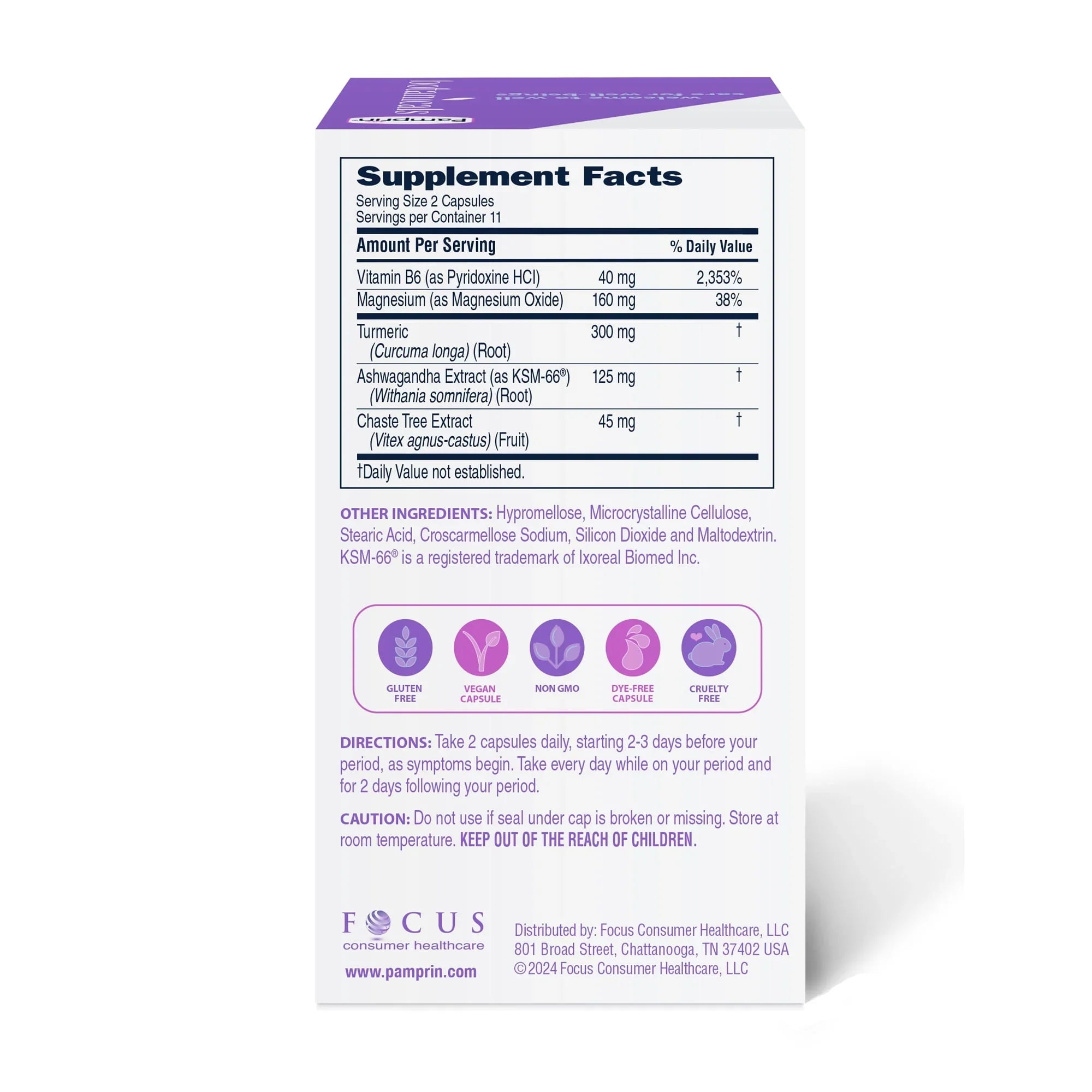 Pamprin Botanicals PMS & Period Support Supplement – 22 Ct - Exotic Pro