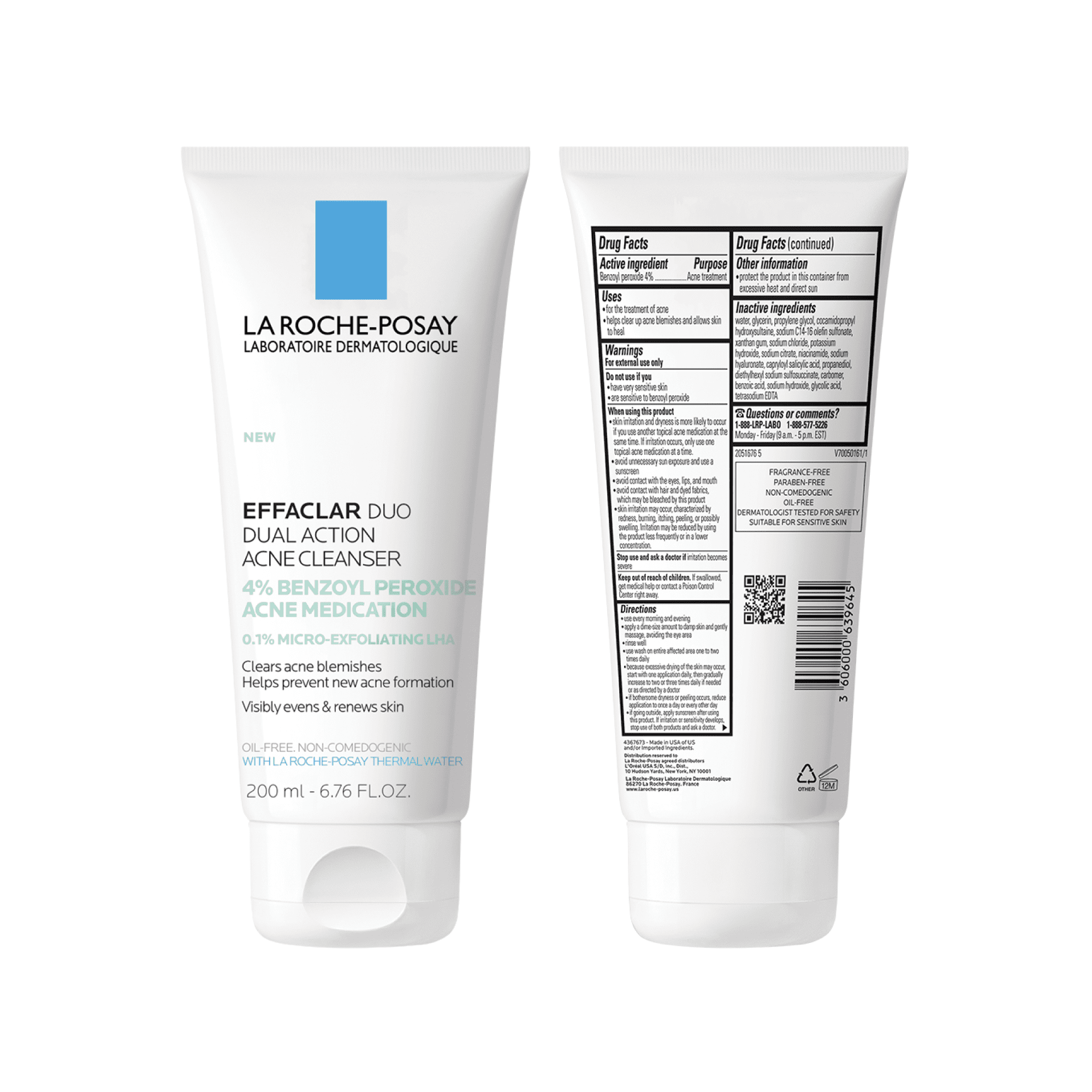 La Roche-Posay Effaclar Duo Acne Face Wash 4% Benzoyl Peroxide – 6.76oz