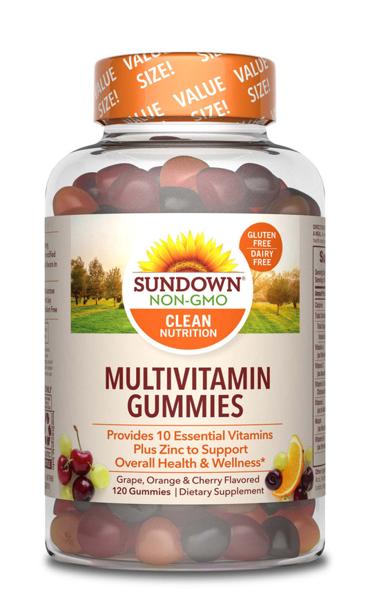 Sundown Adult Multivitamin Gummies with Vitamin C, D3, and Zinc for Immune Health, 120 Count