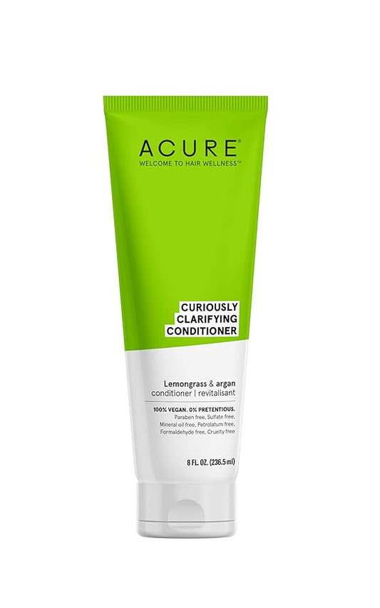 Acure Curiously Clarifying Conditioner  Argan Gently Cleanses, Removes Buildup, Boost Shine  Replenishes Moisture Lemongrass 8 Fl Oz