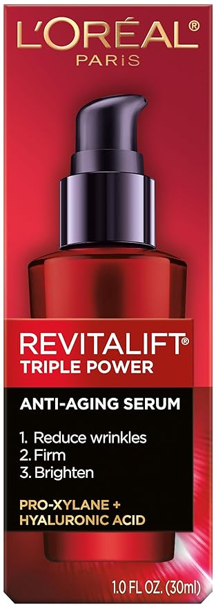 L'Oreal Paris Revitalift Triple Power Anti-Aging Concentrated Face Serum, Hyaluronic Acid and Pro-Xylane, Reduces Wrinkles 1 oz