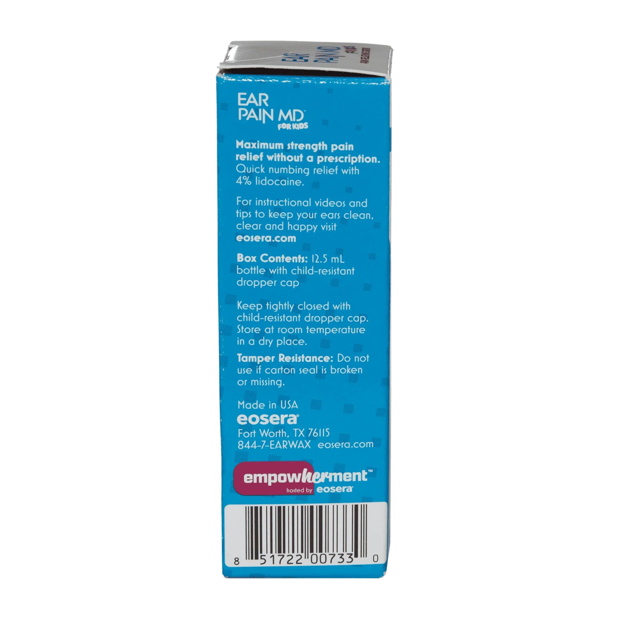 Empowherment by Eosera Ear Pain MD for Kids, Max Strength Lidocaine Drops, 0.42 fl oz - Exotic Pro