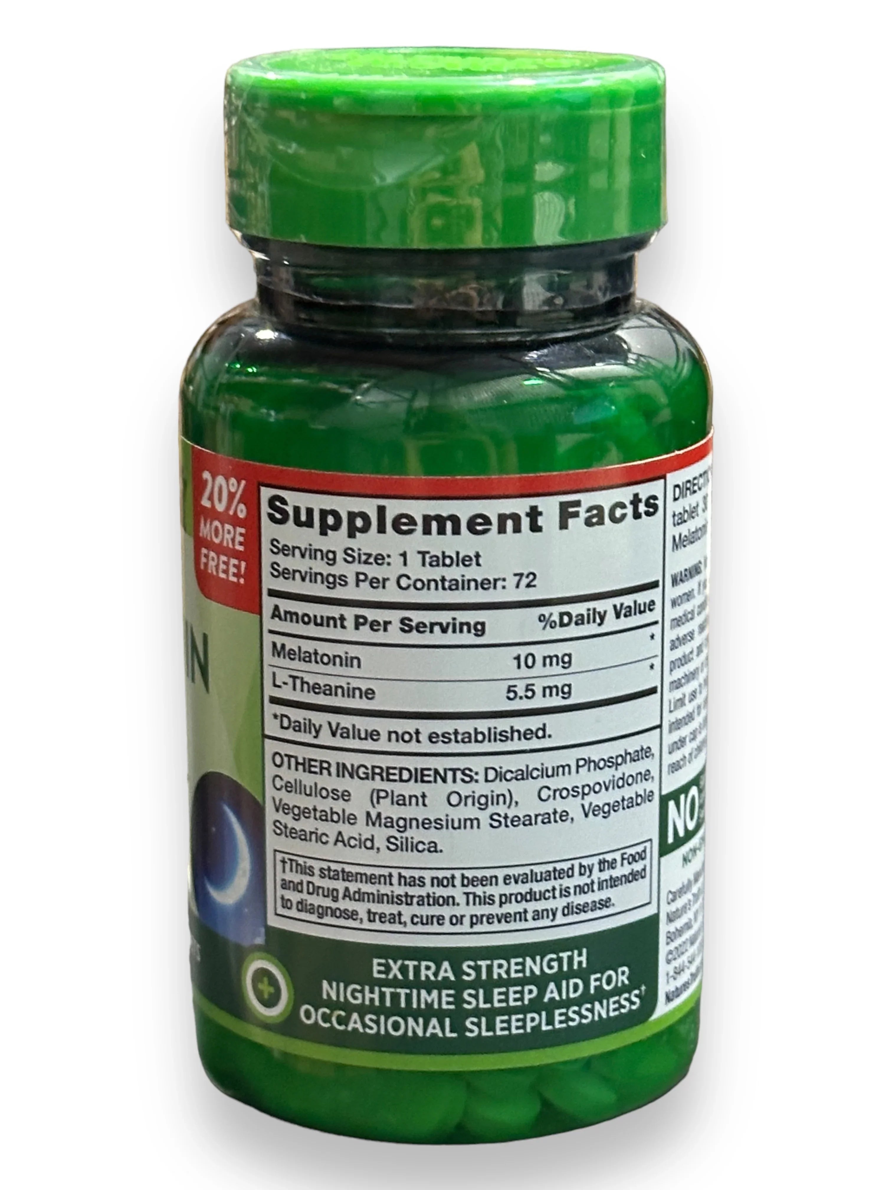 Melatonin 10 mg + L-Theanine | 72 Tablets | Maximum Strength Nighttime Sleep Aid | Vegetarian, Non-GMO, Gluten Free | by Nature's Truth - Exotic Pro