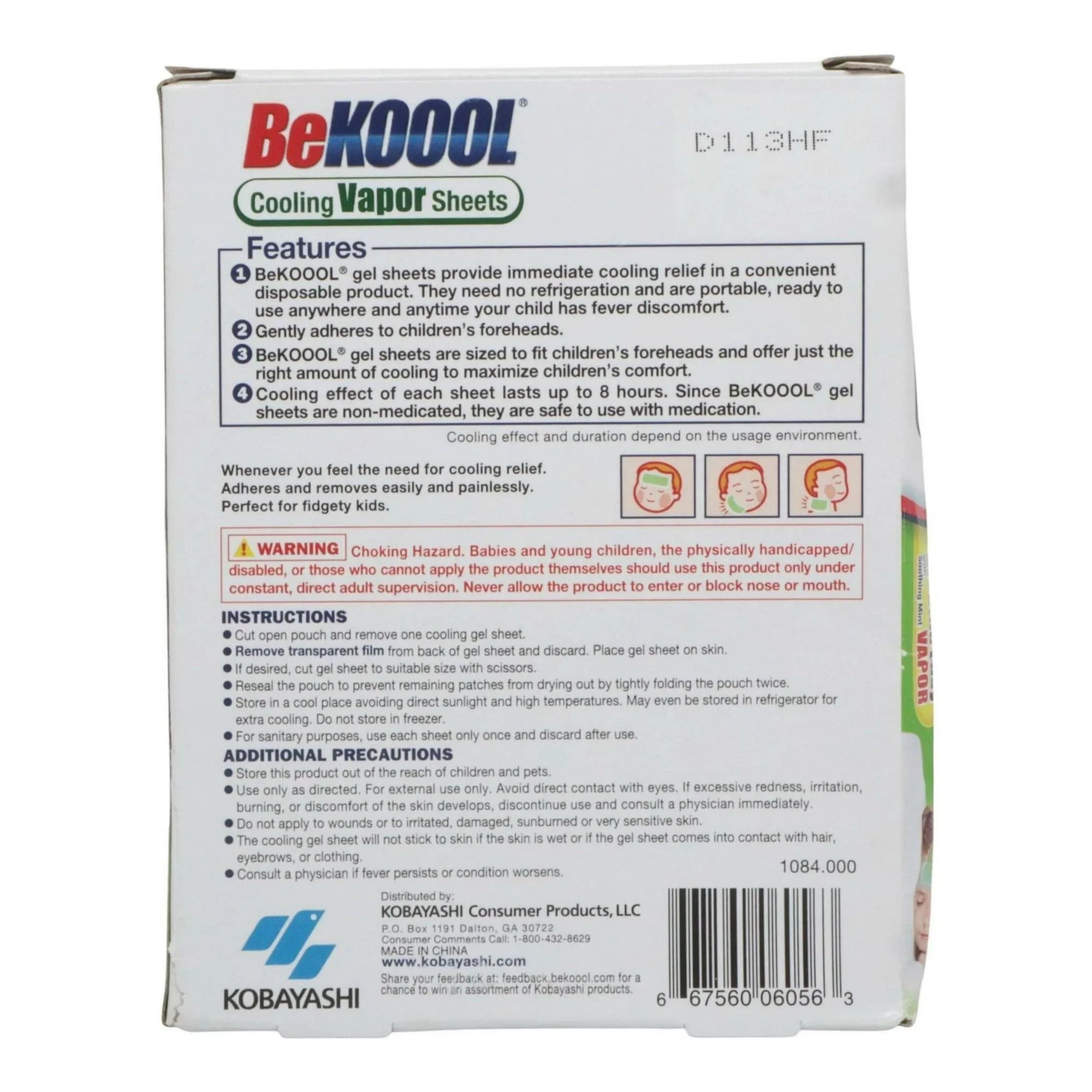 BeKoool Kids Fever Cooling Mint Vapor Sheets Non-Medicated - 4 Ct - Exotic Pro