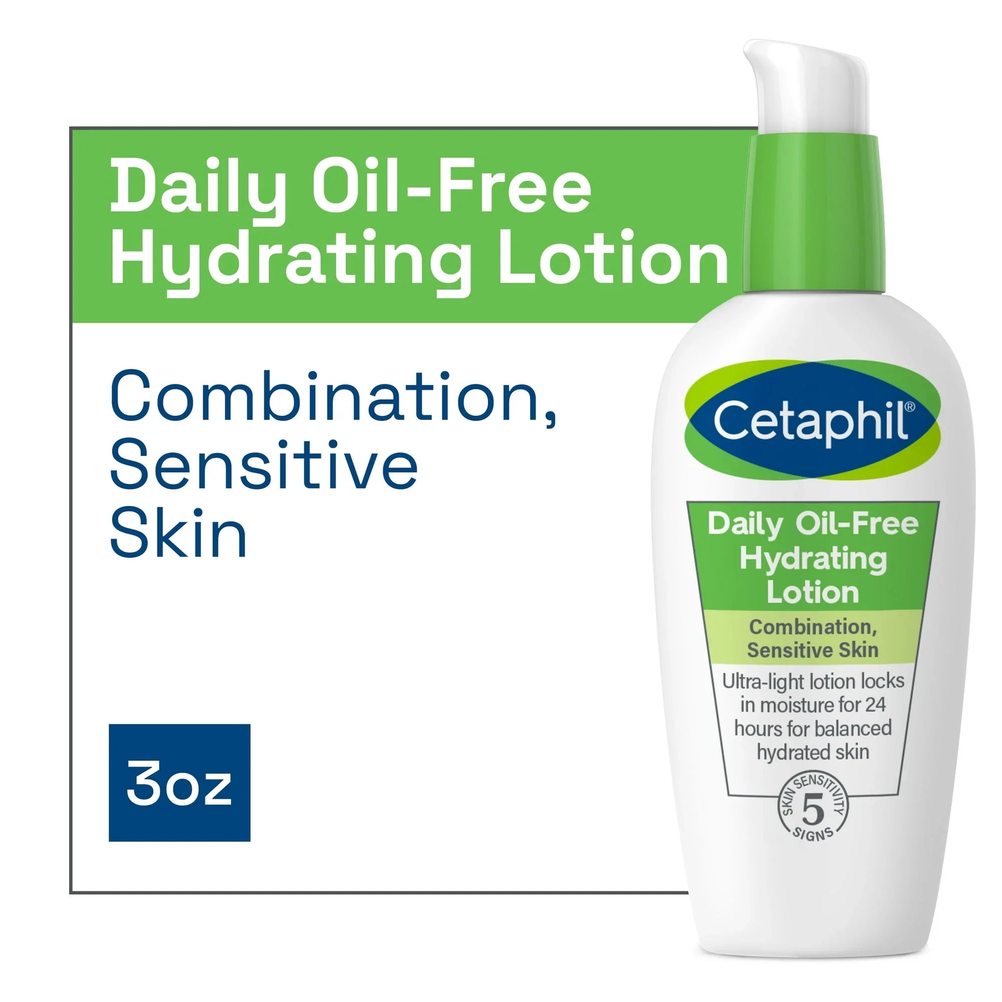 Cetaphil Oil-Free Hydrating Lotion with Hyaluronic Acid, Sensitive Skin, 3oz - Exotic Pro