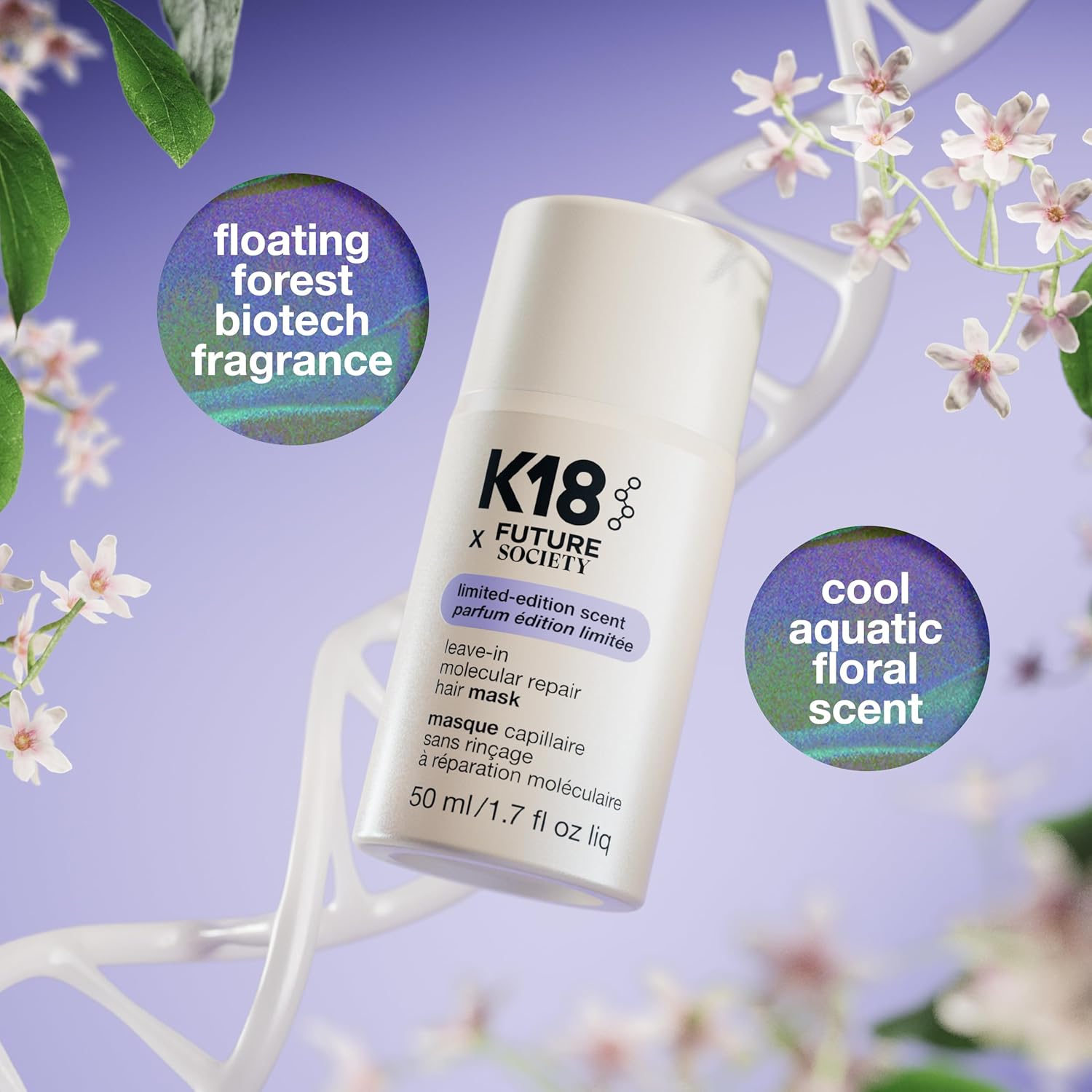 K18 x Future Society Leave-In Molecular Repair Hair Mask – Floating Forest 1.7 oz