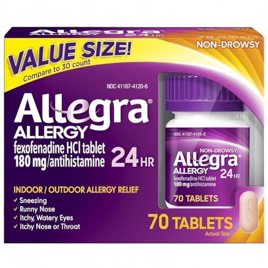 Allegra Adult 24 Hour Allergy Tablets, 180mg - 70 Tablets