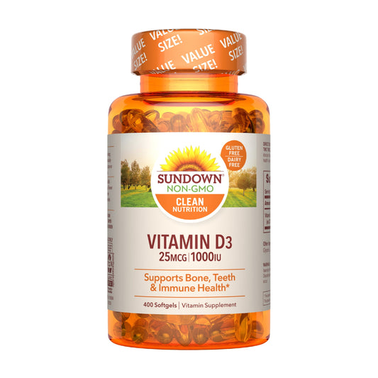 Sundown Vitamin D3 1000 IU, Supports Bone, Teeth, and Immune Health, 400 Softgels