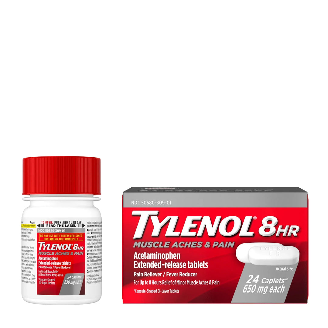 Tylenol 8 Hour Muscle Aches &amp; Pain Relief Caplets, 650mg, 24 Ct - Exotic Pro