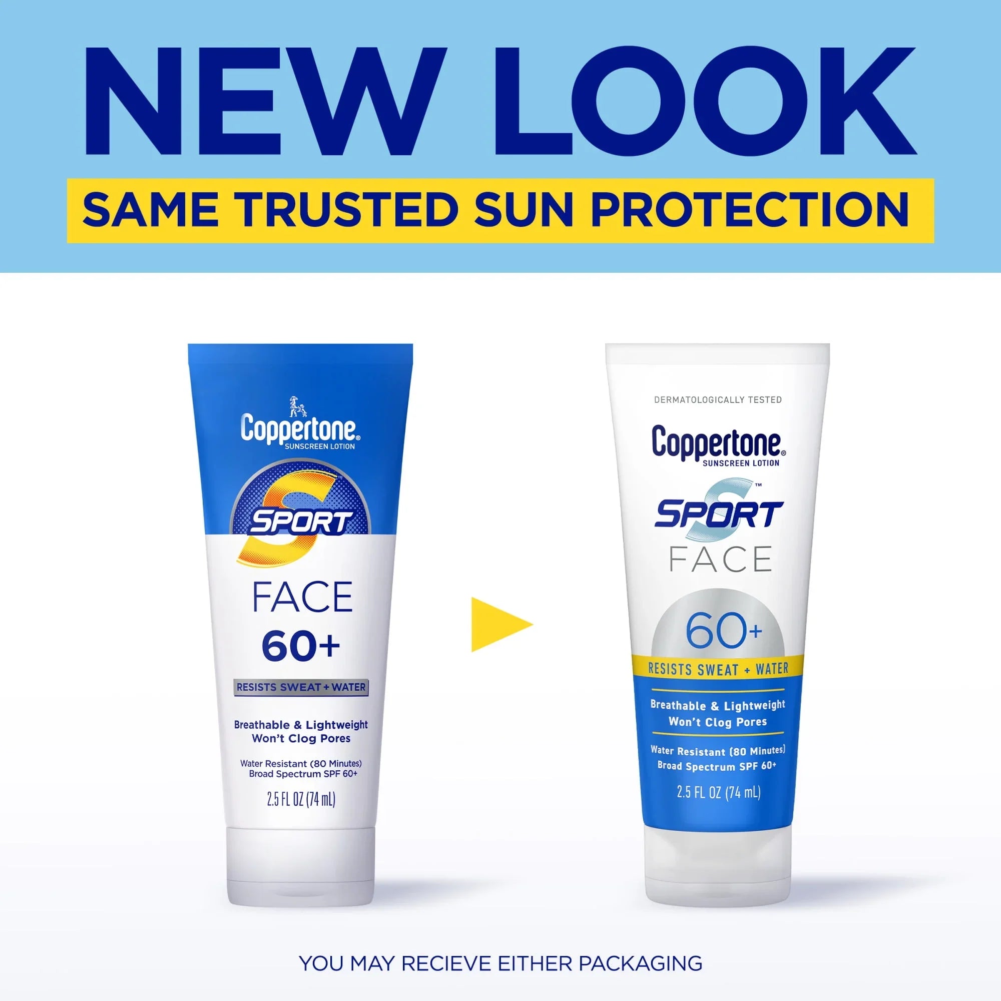 Coppertone Sport Face Sunscreen SPF 60+ | Water-Resistant Lotion, 2.5 fl oz - Exotic Pro