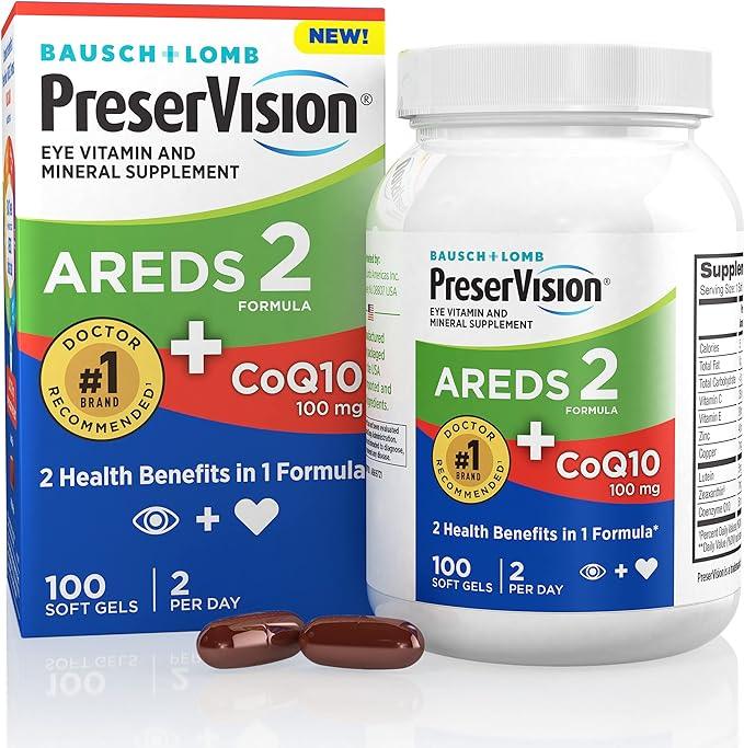 PreserVision AREDS 2 Eye Vitamins with CoQ10 - 100 Softgels - Exotic Pro