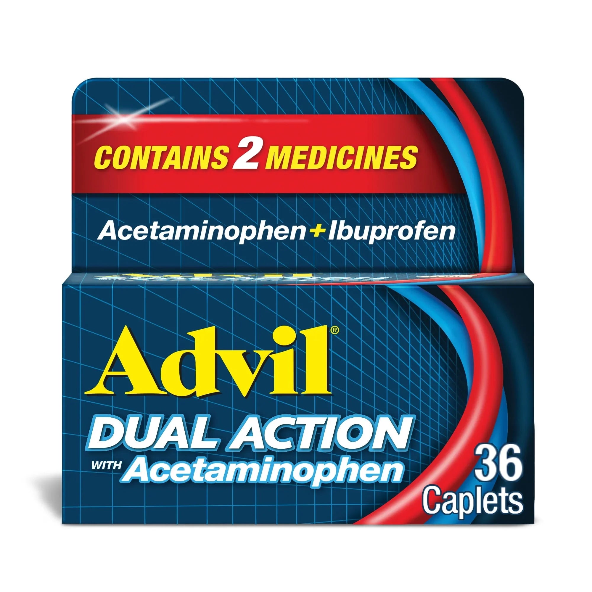 Advil Dual Action Caplets – Ibuprofen & Acetaminophen Pain Relief, 36 Ct - Exotic Pro