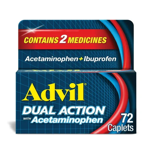 Advil Dual Action Caplets – Ibuprofen & Acetaminophen Pain Relief, 72 Ct - Exotic Pro