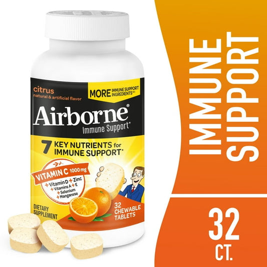 Airborne Vitamin C 1000mg – Immune Support Effervescent Tablets, 32 Ct