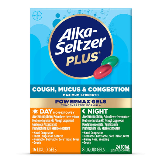 Alka-Seltzer Plus Max Cough & Congestion Day+Night Liquid Gels, 24 Ct
