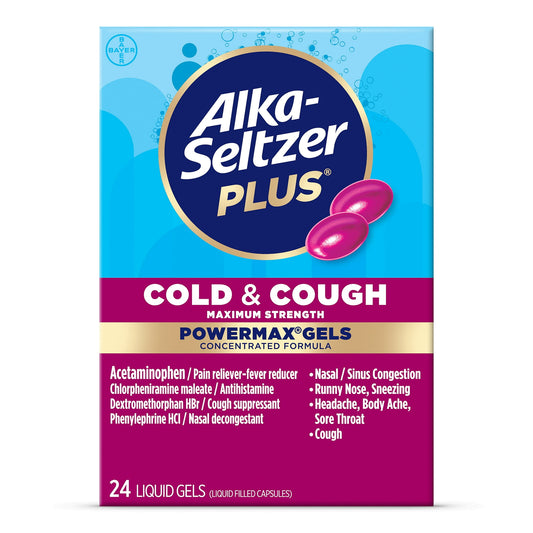 Alka-Seltzer Plus PowerMax Cold & Cough Liquid Gels, 24 Ct