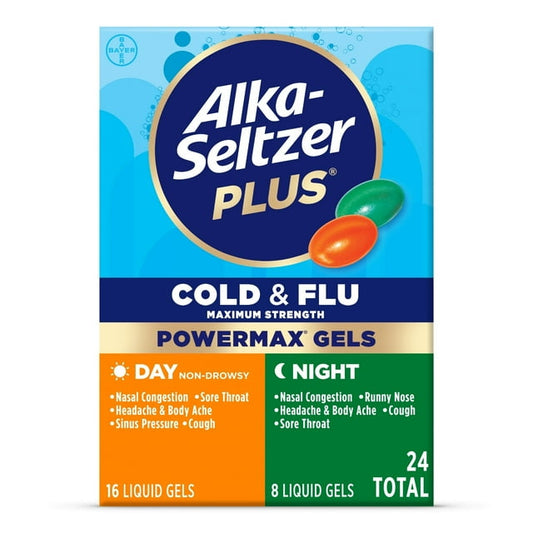 Alka-Seltzer Plus PowerMax Cold & Flu Day & Night Liquid Gels, 24 Ct