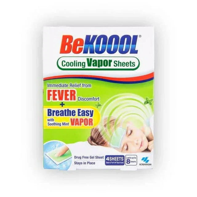 BeKoool Kids Fever Cooling Mint Vapor Sheets Non-Medicated - 4 Ct - Exotic Pro