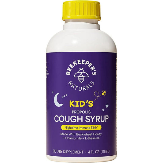 Beekeeper's Naturals Kids Honey Cough Syrup 4oz Nighttime Soothing Support