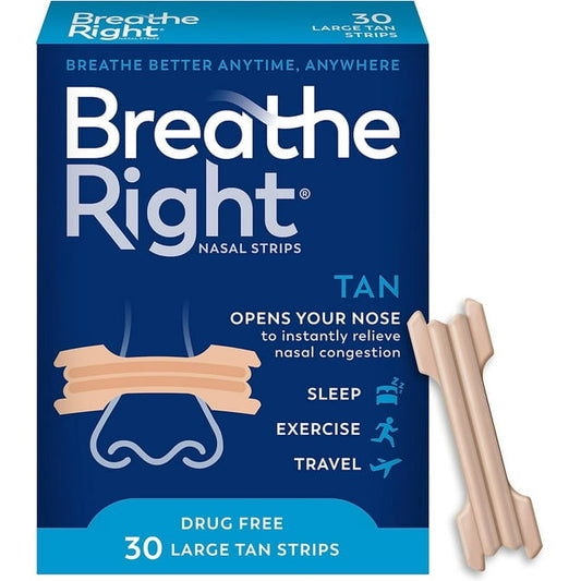 Breathe Right Original Tan Nasal Strips, Large, 30 Count