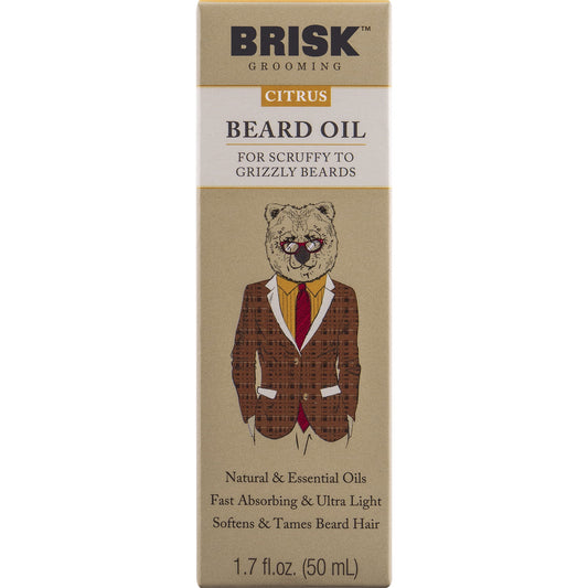 Brisk Grooming Citrus Beard Oil – Hydrating & Softening, 1.7 fl oz